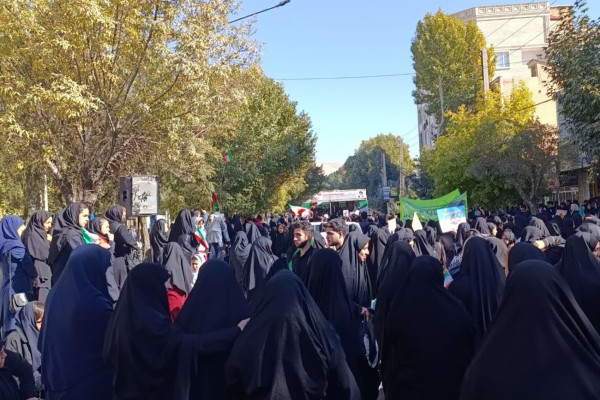 شرکت بانوان شورای راهبری امور بانوان شهرستان اسلام اباد غرب در راهپیمایی 13 آبان